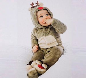 Jul New Baby Jumpsuit Autumn and Winter Pyjamas Baby Elk Coral Fleece Climbing Suit9559046