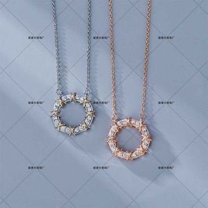 Designer tiffay e co moda círculo colar homens mulheres rosa ouro luz luxo vento de duas cores em forma de x diamante pingente clavícula corrente para meninas