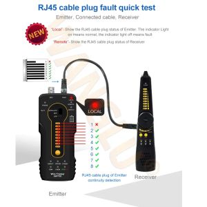 CT66-Tester LAN-Netzwerkkabeltester RJ45 Twisted Pair, RJ11-Telefonleitung, BNC-Kabel usw. Tester UTP-Kabeltest