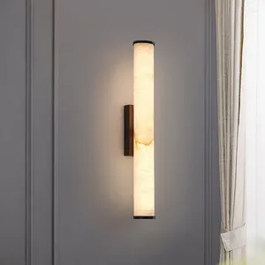 Wandleuchte, modern, luxuriös, zylindrisch, Marmor, Villa, Wohnzimmer, Hintergrund, Schlafzimmer, Nachttisch, High-End-Kupfer-LED-Innenbeleuchtung