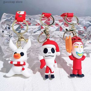 Keychains Lanyards Christmas Eve Fright Night Doll Keychain Pvc Keychain Halloween Cute Personality Skeleton Jack Backpack Keychain Y240316