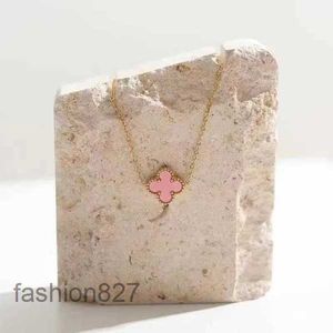 Collana Van Clover Designer Catena a quattro foglie Lucky Four Leaf Grass Acciaio al titanio Design in miniatura Catena a collare incolore di alta bellezza Mini femmina 5GV4U