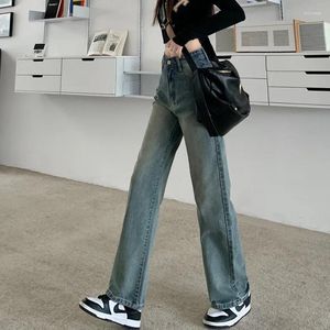 Women's Jeans 2024 Spring Autumn Women Vintage Straight Denim Pants Female Solid Color Loose Casual Ladies Long Wide Leg Trousers S702