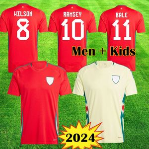 2024 Euro Wales Soccer Jerseys BALE WILSON ALLEN RAMSEY national team 24 25 VOKES Home Away Football Shirts Men Sets Kids Kit Uniforms