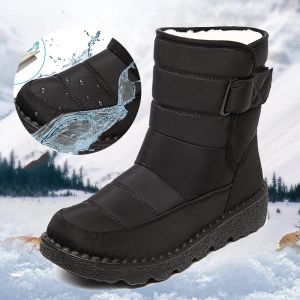 Botas Lucyever plataforma de neve impermeável botas de neve 2022 inverno grosso botas de tornozelo de tornozelo mulher não deslize sapatos acolchoados de algodão quente