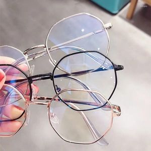 Sunglasses Korean Fashion Vintage Anti Blue Light Round Glasses Ultra-Light Metal Frame Fatigue Women Eye Protection Plain Spectacles