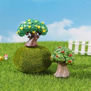 Decorações de jardim Estatuetas de árvores simuladas fofas DIY Decoração Mini estátua Resina Artesanato Pomar de frutas