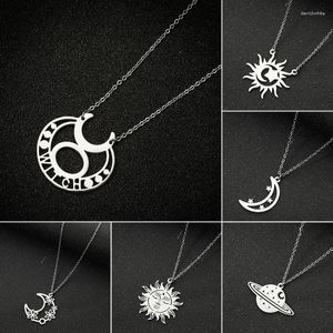 Ожерелья с подвесками Shuangshuo, панк, готическая ведьма, ожерелье с луной, винтажное модное ожерелье из нержавеющей стали для женщин, подвески, ювелирные изделия, подарок