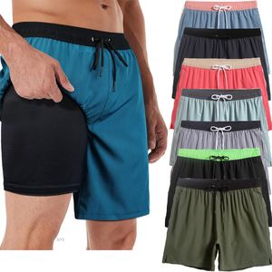 Homens europeus e americanos nadando shorts de cordão curto calças bolso dois em um masculino anti-constrangimento forro boxer shorts de secagem rápida homem de praia 2xl