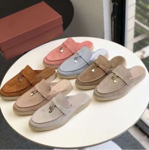 Latest Designers Slippers Top Quality Cashmere mans sandals Womens shoes Classic buckle round toes Flat heel Leisure comfort Four seasons women loafers 8811ess
