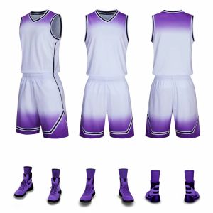 Tanks Adult Kids Basketball Jersey Sets Men Women Blank Sport Clothes Kits Breathable Girl Boys Basketball Uniforms Training Suit