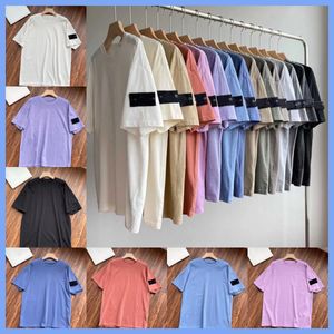 Designer Solid Loose Polo stone t shirt women's High Street Fashion Tees Luxury island men's short sleeve Armband and Chest Ocean Pattern Print man short stone pants