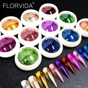 18 pezzi Set polvere per specchio Polvere glitter super scintillante per nail art Fascino olografico Laser Pigmento cromato Sfregamento magico sulle unghie Kit 240313