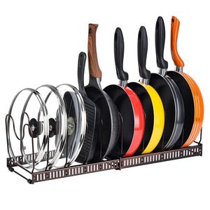 Pot and Pan Organizer Rack för kökslådan skåp utbyggbart potten lock arrangör Holder Cutting Board Cookware Organizer 240307