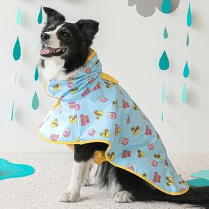 Dog Apparel Four Seasons Universal Cartoon Printing Pet Rain Poncho Waterproof Hooded Raincoat Leashable Puppy Bichon Teddy Clothes