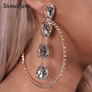 Dangle Chandelier Stonefans Novel Bright Large Hoop Earring Charm Piercing Rhinestone Christmas Vintage Water Droplets Pendant Earrings Gift 24316