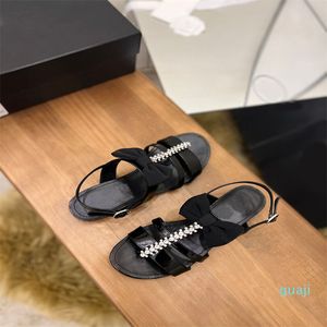 Women s Heels Sandals Slippers Calfskin Strass Black Outdoor Casual Vintage Sandal