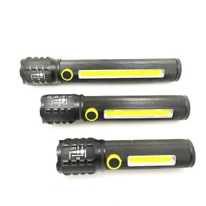 Mini Strong ficklampa Portable Outdoor XPE Telescopic Zoom Cob Side With Pen Clip Emergency Fishing Light 924560