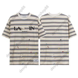 Alta qualità 2024 Estate Nuovo marchio alla moda Spicy Ink Stripe Moda casual uomo e donna Tik Tok Influencer Stesso puro cotone a maniche corte T-shirt