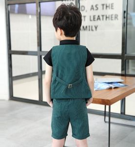 Summer Wedding Party for Boys Fashion Children Striped Waistcoat Shirts Shorts Toddler Kids Tuxedo Prom Suit Outfits F1951175932