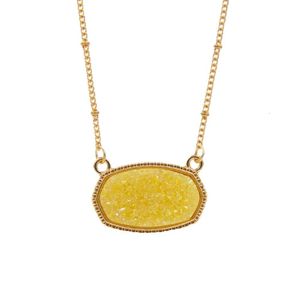 Necklace Oval T Gold Druzy Resin Pendant Necklaces Color Chain Drusy Hexagon Style Designer Brand Fashion Jewelry For Womenpendant GG
