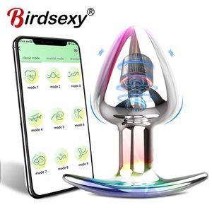 APP Vibrador Vibrador Butt Plug Brinquedo Sexual para Mulher Homens Massageador de Próstata Controle Remoto Aço Inoxidável Plugue Anal Vibrador Brinquedo Adulto 240311