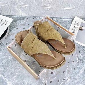 Casual Shoes Flip Flops Platform Retro Woman Luxury Sandals Suit Female Beige Summer Heels Korrigerande Original Låg Comfort Fashion Blac