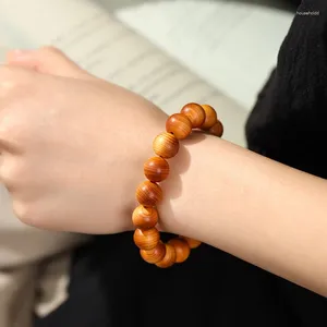 Braccialetti a mano in cipresso naturale con filo di scogliera Gioco stabile con perline di Buddha a cerchio puro Piastra in stile cinese che gioca con il legno