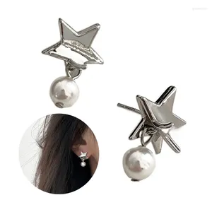 Stud Earrings 1 Pair Pearls Five-pointed Star Summer Sweet Cool Wind