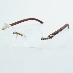 Fashionable new product blue bouquet diamond and cut clear lens 8300817 with natural tiger wood legs size 60-18-135 mm