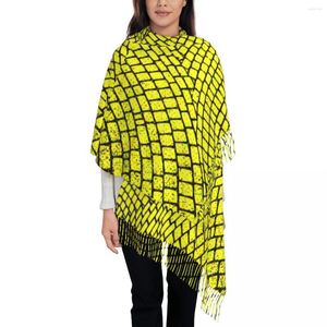 Lenços Mulheres Cachecol Quente Suave Arte Geométrica Envolve Amarelo Tijolo Estrada Impressão Y2K Cool Xale Design de Inverno Bufanda Mujer