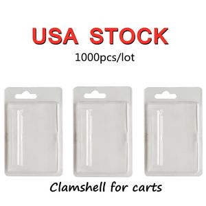 USA STOCK Clamshell-Verpackung für 510 Vape-Kartuschen 1 ml 0,8 ml Zerstäuber Klare PVC-Blister-Einzelhandelsverpackung für Ölkartuschenkartuschen Hülle Eemty 1000 Stück / Los