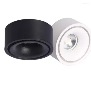 Luzes de teto redondas reguláveis LED spot montado em superfície COB furo livre 7W / 12W sala de estar downlight