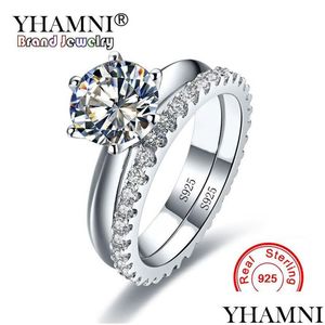 Fedi nuziali Anti allergia Nessuna dissolvenza Originale puro 925 Sier Set Cubic Zirconia Gioielli di fidanzamento con diamanti per le donne Dr121 Drop Deliver Dhzah