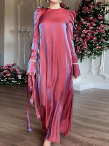 Casual Dresses Abaya Long Women Ramadan Fashion Shiny Dubai Muslim Dress Female Autumn Elegant Flare Sleeve Loose Bandage Robe