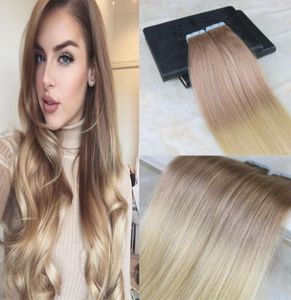 Cola em extensões coloridas cabeça cheia dois tons ombre extensões de cabelo dip tintura cor do cabelo 18 cinza escuro loiro para 613 20 pçs 50g8254566