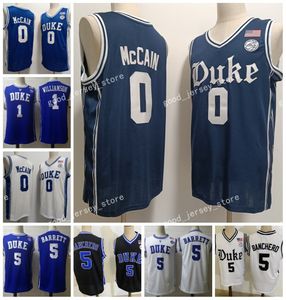 Camisas de basquete NCAA Duke Blue Devils 0 Jared McCain 5 Paolo Banchero 1 WILLIAMSON