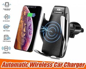 S5 Wireless Car Charger Automatisk klämma för iPhone Android Air Vent Phone Holder 360 graders rotation 10W Fast Charging med Box4663113