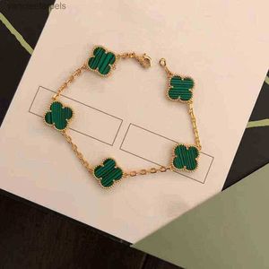 Van Clover Bracelet Classic Fashion 4 Four Leaf Clover Bracelets Charm Bangle Chain 18K Gold Agat Shell Motherofpearl dla kobiet dziewczyna Weddin