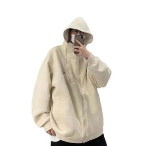 Oversize Cardigan Hoodie for Men in Spring Autumn, High-end Trendy Brand, Handsome and Explosive Street American Hooded Jacket