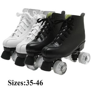 Rollschuhe Schuhe Mikrofaser Leder PU Gummi Erwachsene Männer Frauen Unisex Quad 4 Räder Skating Gleiten Sport Training Schuhe 240312