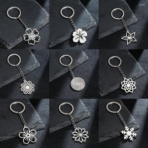 Keychains Stainless Steel Big Flowers Pendant Wholesale For Girls Car Keyholder Keyring Women Fashion Jewelry Llavero Coche