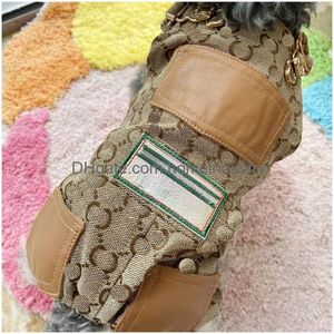 Abbigliamento per cani Designer Abbigliamento per cani Pantaloni di lusso Abbigliamento con lettera classica Cucciolo Sling Tuta Costumi Tute per animali Abiti per piccoli Dhcwo