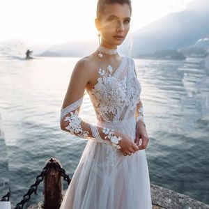 Spiaggia una linea abito da sposa boho per donne in pizzo bohémien Applique abito da sposa rustico da sposa chic elegante Robe de mariee su misura 240407