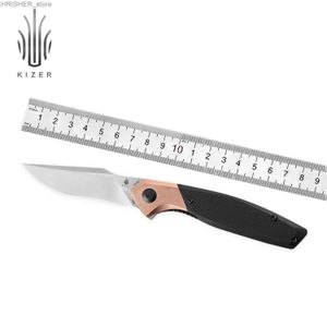 Taktische Messer Kizer Überleben Messer Grazioso V4572N1 2021 Neue Schwarz G10 Kupfer Griff Outdoor Camping Messer mit Tiefe Tragen Tasche ClipL2403