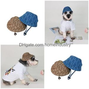 Dog Apparel Designer Dog Cap Brand Apparel Adjustable Outdoor Sport Sun Protection Baseball Hat Visor Sunbonnet Outfit With Classic Le Dhtij