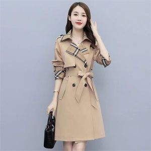 Designer Womens Jacket Fall Trench Women Jacquard Quilted Leather Collar Long-Sleeved Windbreaker Womens Clothes Solid Coat Outwear length Overcoat