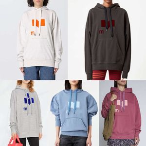 24SS Isabels Marants Damen-Kapuzenpullover, Sweatshirts, französischer, lässiger, sportlicher, langärmliger, locker sitzender, modischer Loop-Pullover mit Flockdruck für Damen