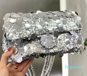 Designer Classic Paillettes Borse a tracolla Borse Matelasse trapuntato di alta qualità con patta Moda Catena in metallo argento Borsa a tracolla da donna Borsa di design di lusso Portamonete