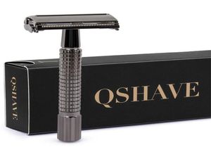 QSHAVE 87cm Short Handle Classic Safety Razor with 5 blades as gift Gunblack Epilator weishi Straight Razor hair removal 2207183129735